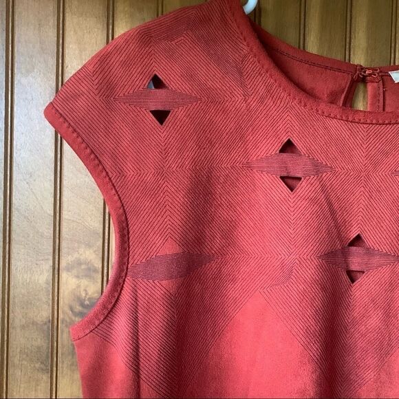 Max Studio Suede Burnt Orange Shift Dress- Women Size Small - Picture 9 of 11